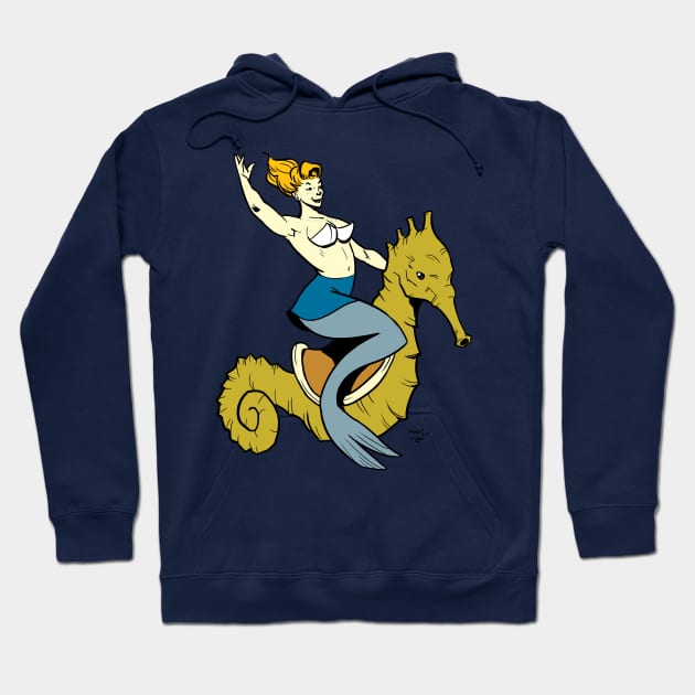 Mermaid on Seahorse Hoodie by Victor Maristane